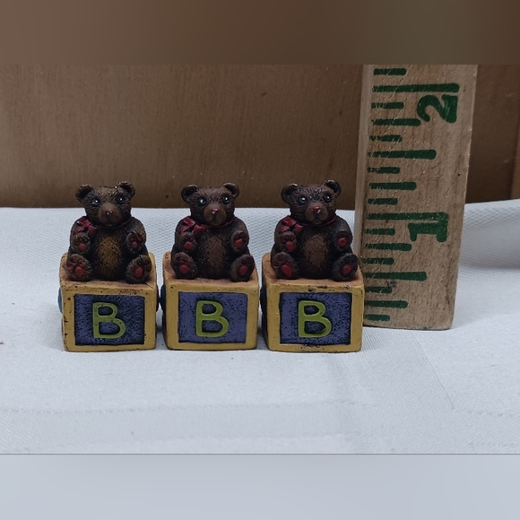 Vintage Gallo Painted PewterThimble/Bear on Blocks/Signed '88/Lot Of 3 - Picture 9 of 9